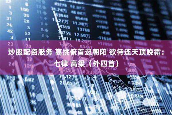 炒股配资服务 高挑俯首迓朝阳 欲待连天顶晚霜：七律 高粱（外四首）